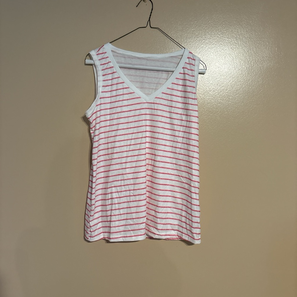 SHEIN Pink and White Striped Top